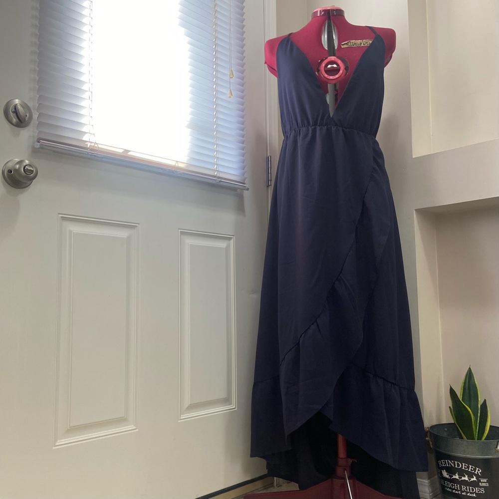 Fashion Nova Elegant Navy Blue Women's Maxi Dress